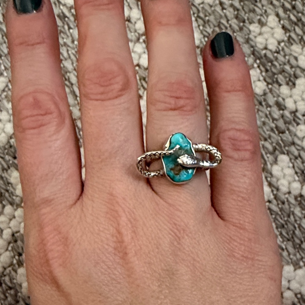 Turquoise Silver Snake Ring